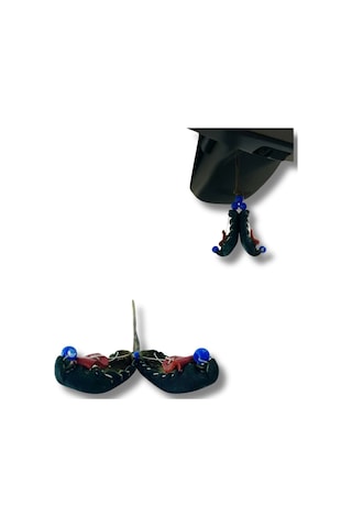 El Yapımı Deri Minyatür Çarık Maskot Dikiz Aynası Süsü Yeşil