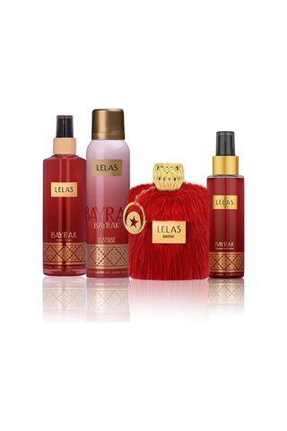 Lelas 1578 Bayrak Siyah Kutulu Hediyelik Set Parfüm + Deodorant + Vücut Spreyi + Saç Spreyi