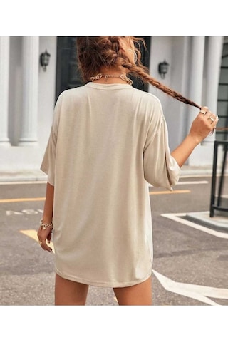 Kozia Outdoors Malkoçbey Baskısız Oversize Unisex Basic T-şhirt Bej Bej