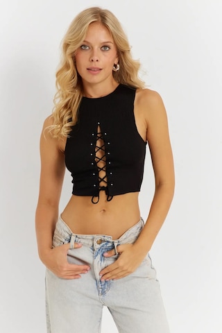 Fashion Cocktail Önden Ip Korse Dekolte Kolsuz Fitilli Süper Esnek Gümüş Boncuklu Bluz Crop Büstiyer Siyah Siyah