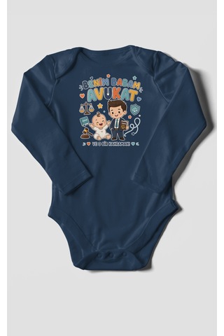 Morivokids Benim Babam Avukat Uzun Kollu Bebek Body %100 Pamuk Lacivert