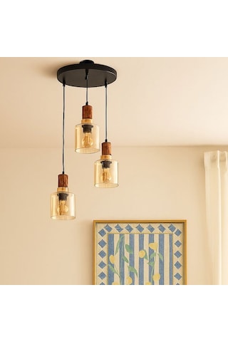 Correx Simurg 3'lü Cam Avize Kahverengi / Siyah