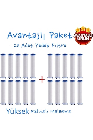 Truva 20 Adet Yedek Kireç Önleyici Filtre Avantajlı Paket Beyaz