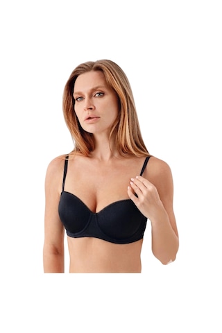 New Bra Newbra Lingerie 7045 Kadın Desteksiz C Cup Dantelli Sutyen Siyah