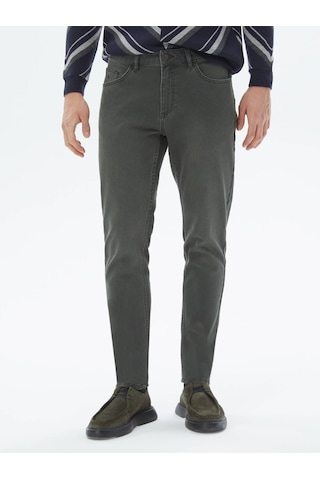 Kip Haki Slim Fit Denim Pamuk Karışımlı Pantolon Çok Renkli