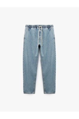 Koton Pamuklu Cep Detaylı Beli Bağcıklı Jean Pantolon Açık İndigo 6wam40041nd Açık İndigo