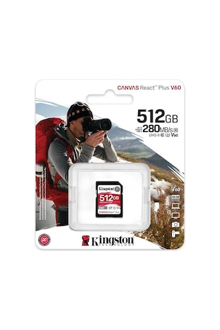 Kingston Sdr2v6-512gb Canvas React Plus Sdxc Uhs-ıı 280r-150w U3 V60 For Full Hd-4k Sd Hafıza Kartı