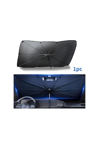 Boatshop1 Premium Titanyum Gümüş Siyah Güneş Şemsiyesi 1 Adet Araba Güneşlik Ön Cam Isı Yalıtımı Uv Koruma Tüm Modeller İçin