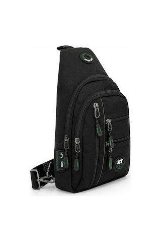 Seventeen Unisex Orta Boy Çok Gözlü Çapraz Askılı Body Bag Siyah-haki