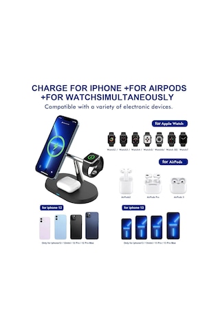 Lexroo Bw04 Aple Kablosuz Wireless Hızlı Şarj Standı Iwatch Airpods Apple iPhone Uyumlu 11 11 Pro 12 12 Pro 13 Standart
