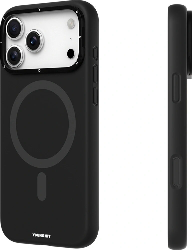 Apple Uyumlu iPhone 17 Pro Max Kılıf M-safe Özellikli Kamera Standlı Youngkit Gel Cream Serisi Kapak Siyah Siyah