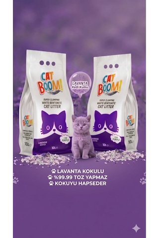 Cat Boom Lavanta Kokulu Bentonit Kedi Kumu 10 Lt X 2 Adet