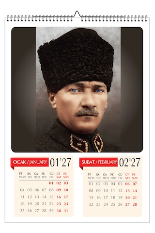 2027 Mustafa Kemal Atatürk Duvar Takvimi-a3 Ebat-6 Sayfa Fotoğraf Kağıdına Baskılı-atatürk İmzalı Pvc Kapaklı Diğer