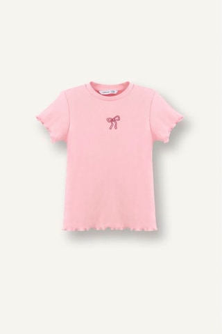 Defacto Fiyonk İşlemeli Tişört Kız Bebek B7544A526SM Pembe