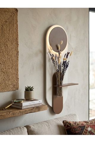 Petunya Ahşap Pilli Ledli İskandinav Tarzı Salon Duvar Rafı Modern Çiçeklik 27 X 90 Cm Çok Renkli
