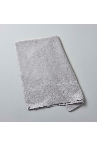 Linens Lace Pamuk 50x80 cm Yüz Havlusu Gri
