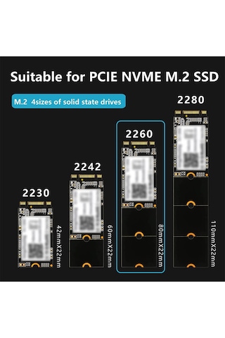 M.2 2280 SSD NVMe Soğutucu Alüminyum Alaşımlı Isı Emici Pasif Soğutucu - 2 Adet Termal Pad - Gri
