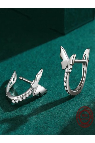 Brezza Lusso Jewelry Timeless Series Zarif Kelebek Tasarım J Model Gümüş Kadın Küpe Gümüş