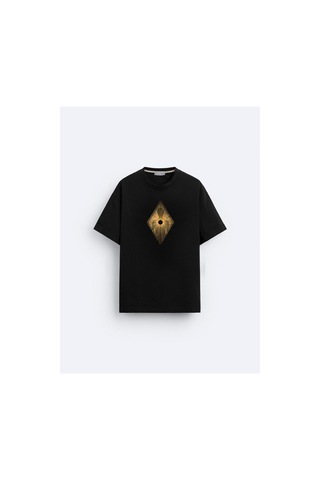 Oversize Siyah T-shirt - Kutsal Geometri SIYAH