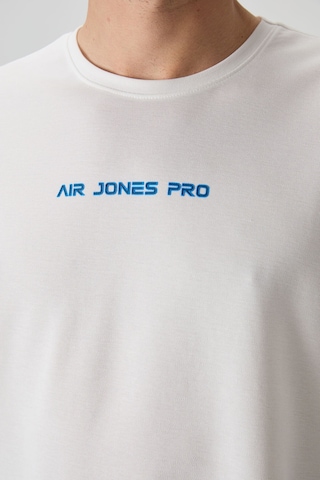 Air Jones Tommy Life Ekru Pamuklu Kalın Yüzeyi Dokulu Oversize Fit Baskılı Erkek T-shirt - 88364 Ekru