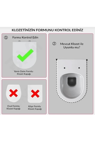 Nevora Klozet Kapağı Termoplastik Yavaş Kapanan Yarım Daire Formlu
