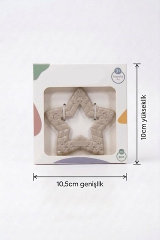 Yıldız Şekilli Esnek Bpa İçermeyen Kabartılı Pastel Renkli Oyuncak Bebek Diş Kaşıyıcısı Gri