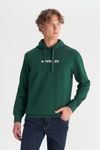 Wrangler Pamuklu Regular Fit Normal Kesim Kapüşonlu Logo Detaylı Sweatshirt Yeşil