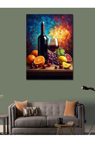 Kanvas Tablo Şarap Ve Meyve Armonisi 70cmx100cm