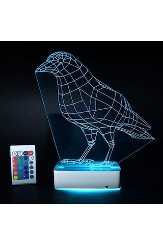 Özel Tasarım Karga 3D Led Lamba