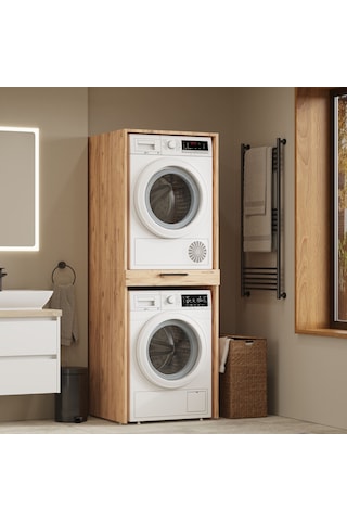 Aqua Bagno Urban Smartbox Çamaşır Ve Kurutma Makinesi Dolabı - Çekmeceli, Atlantik Çam -2 Parça Set Abs.50.01.04.01