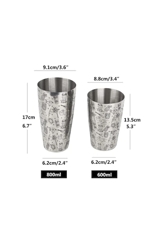Kokteyl Shaker, Paslanmaz Çelik, Boston Shaker Tüm Profesyonel Barmenler Ve Ev Kokteyl Severler İçin Yüksek Kaliteli Bar Aksesuarı Hawaii - 2 Adet Shaker Beyaz Gümüş