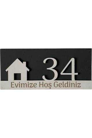 Ev Motifli Ahşap Kapı Numaralığı