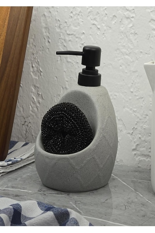 Taş Desenli Sıvı Sabunluk - Sünger Hazneli Mutfak Sabunluğu - 700 Ml - Prizma Desen -