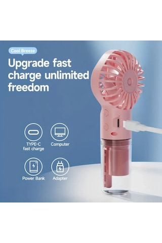 Pink 1 Adet Taşınabilir El Sprey Fan, Su Püskürtme Su Buharlı