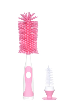 Neevoyu Bebek Biberon Fırçası Silikon 360 Derece Döner Bardak Temizleyici Süspansiyon Tabanlı Pembe Qj08