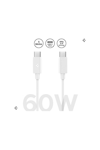 Spigen Essential 1m Usb-c To Usb-c 60w Kablo Aca08717 Beyaz