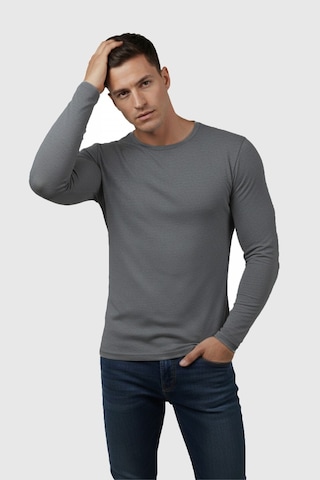 Rizzup Antrasit Dar Kalıp Likralı %90 Pamuk Erkek Sweatshirt Vücuda Oturan İnce Penye Sweat 2300423
