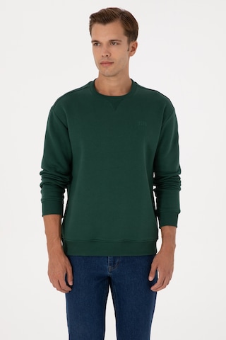 U.S. Polo Assn. Erkek Comfort Fit Bisiklet Yaka Şardonlu Koyu Yeşil Basic Sweatshirt 50313757-VR079