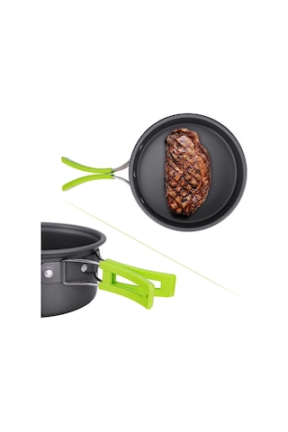 HallowTaşıma Çantasıyla Kamp Tencere Seti Gümüş 15 Adet