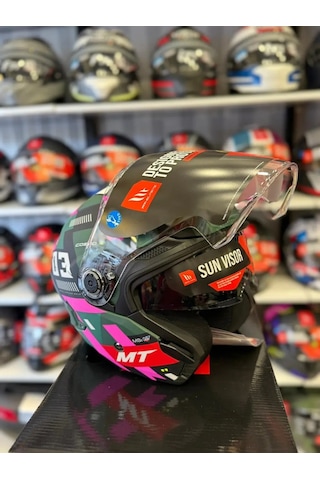 Mt Helmets Mt Cosmo Sv Sergıo Garcıa D18 Motosiklet Kaskı Pembe Yeşil