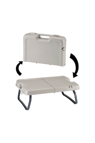 Çok Amaçlı Katlanır Masa Piknik Masası Saklama Masası Beyaz - Siyah