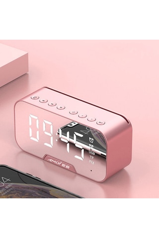 G5 G10 Ayna Saat Kablosuz Bluetooth Hoparlör Taşınabilir Ses Toplama Kartı Bluetooth Hoparlör Pembe