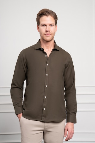 Morven Erkek Haki Trend İtalyan Yaka Slim Fit Dar Kesim Gömlek 25mc004017710 Haki Haki
