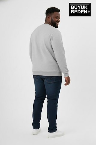 Süperlife Erkek Büyük Beden New York Baskılı Bisilet Yaka İnce Sweatshirt Spr26bsw956-5 Açık Gri Melanj