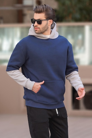 Madmext Lacivert Kapüşonlu Cep Detaylı Erkek Sweatshirt 7071 Lacivert