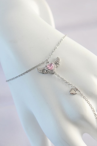 316l Çelik Gümüş Renk Pembe Zirkon Taşlı Kanatlı Kalp Model Şahmeran Altın