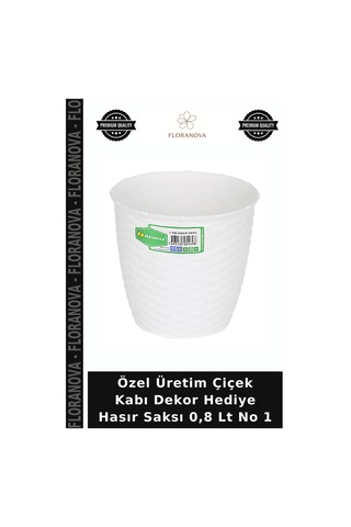 Özel Üretim Çiçek Kabı Dekor Hediye Hasır Saksı 0,8 Lt No 1