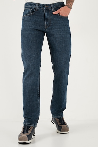 Buratti Streç Pamuklu Comfort Fit Yüksek Bel Boru Paça Jeans Erkek Kot Pantolon 4400C04Texas Mavi