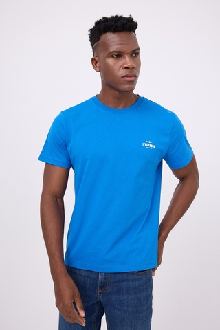 Marıne Tee Deniz Temalı Ribana Bisiklet Yaka Pamuk T-shirt-3123 Mavi