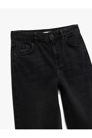 Koton Rahat Kalıp Düğmeli Pamuklu Jean Pantolon Siyah 5skb40030td Siyah